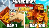 I Survived 100 DAYS as a LION in HARDCORE Minecraft!