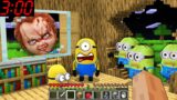 MINIONS vs ZOMBIE MINIONS and CHUCKY at 3:00 AM in MINECRAFT animations