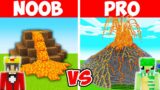 Minecraft NOOB vs PRO: GIANT VOLCANO HOUSE BUILD CHALLENGE