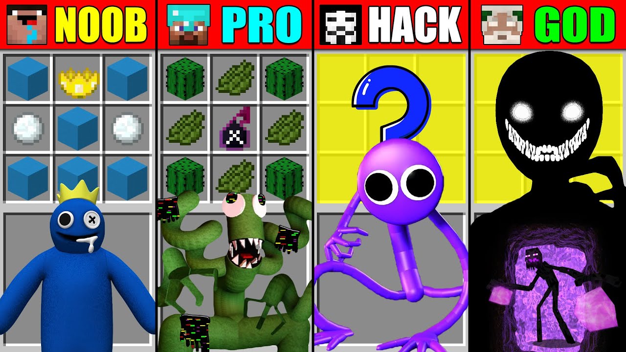 Minecraft Noob Vs Pro Vs Hacker Vs God Roblox Rainbow Friends Crafting Challenge Animation Part 7892