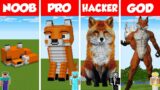 Minecraft REAL LIFE FOX STATUE HOUSE BUILD CHALLENGE – NOOB vs PRO vs HACKER vs GOD / Animation