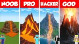 Minecraft TNT VOLCANO HOUSE BUILD CHALLENGE – NOOB vs PRO vs HACKER vs GOD / Animation
