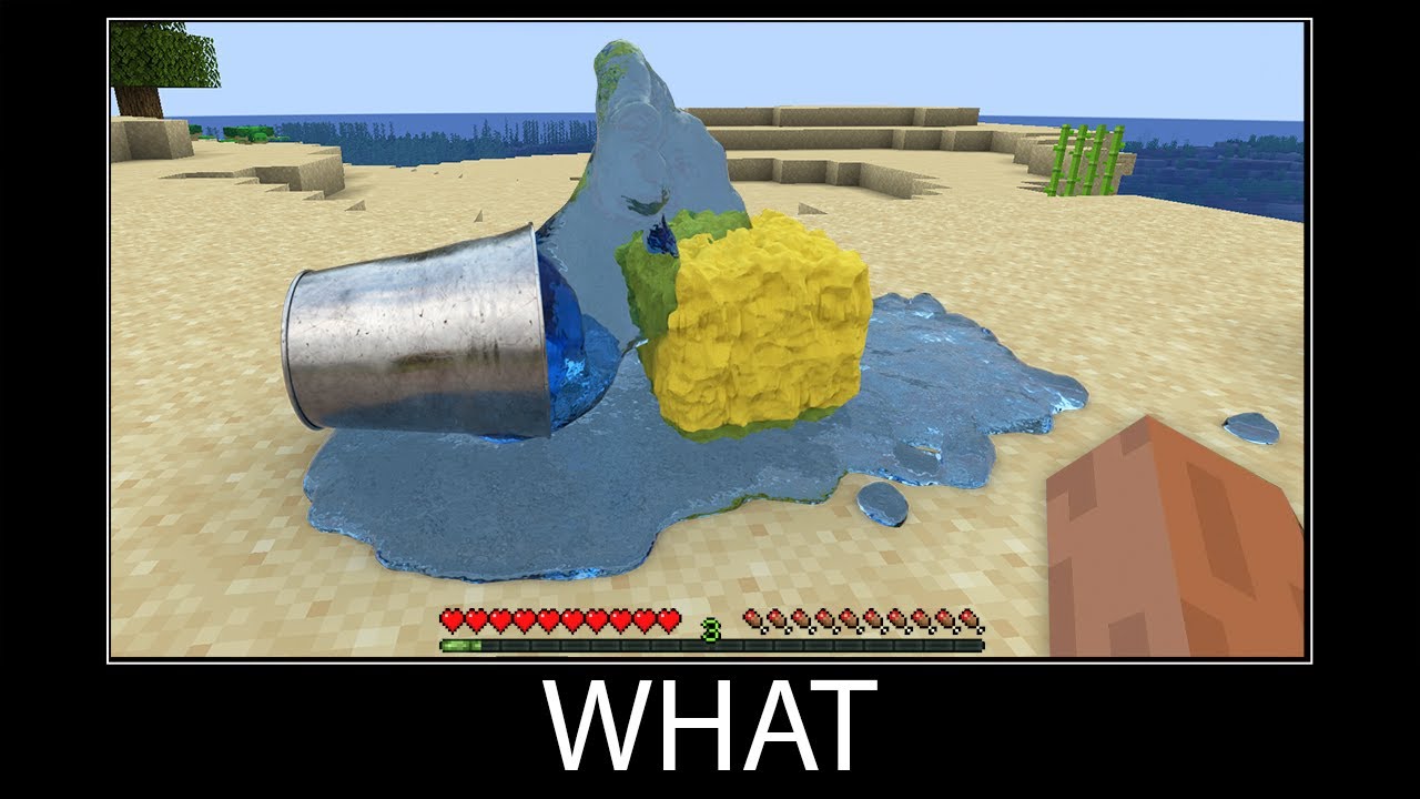 Minecraft Wait What Meme Part Realistic Minecraft Water And Sponge Minecraft Videos