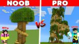 Noob vs Pro : Safest Tree House Build Challenge – Minecraft Hindi