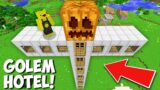 Why did I BUILD BIGGEST HOTEL INSIDE GOLEM SPAWN in Minecraft ? NEW GOLEM HOUSE !