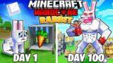 I Survived 100 DAYS as a RABBIT in HARDCORE Minecraft!