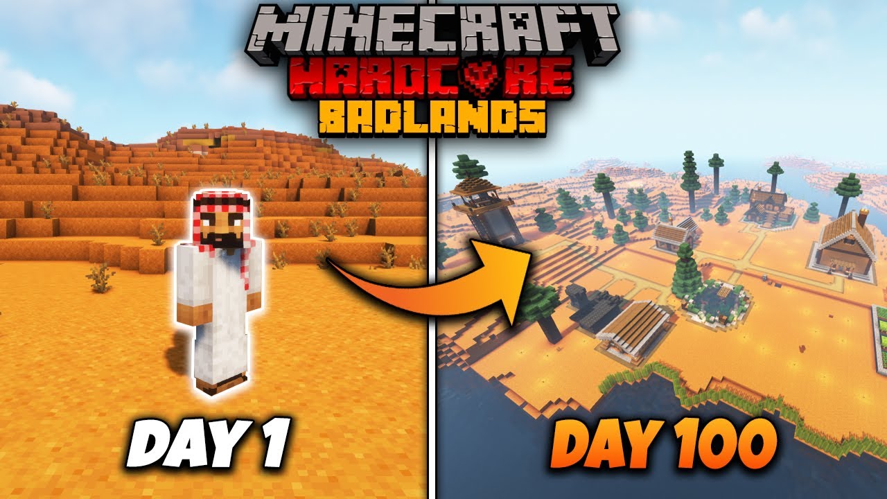 I Survived 100 Days In Badland Only World In Minecraft Hardcore | Hindi ...