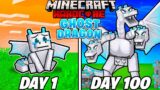 I Survived 100 Days as a GHOST DRAGON in HARDCORE MINECRAFT!