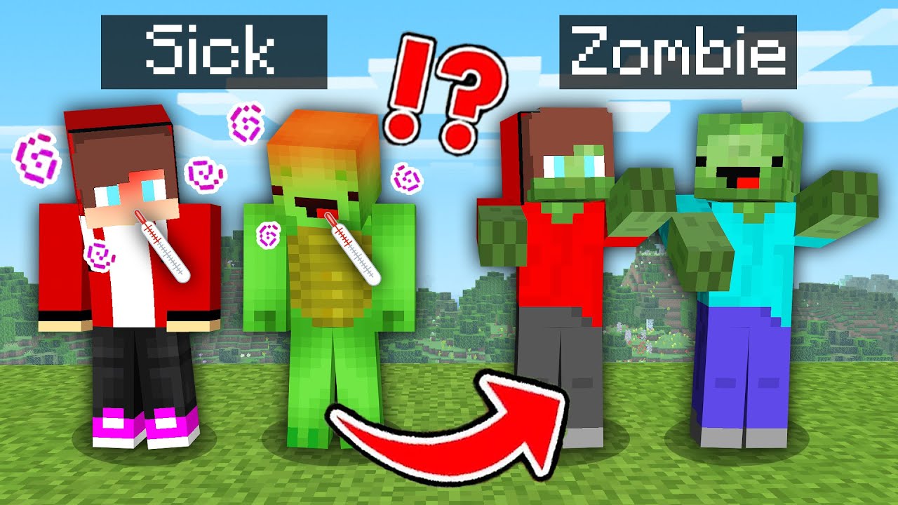 Jj And Mikey From Sick To Zombie In Minecraft - Maizen - Minecraft Videos