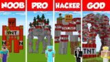 Minecraft TNT GOLEM HOUSE BUILD CHALLENGE – NOOB vs PRO vs HACKER vs GOD / Animation