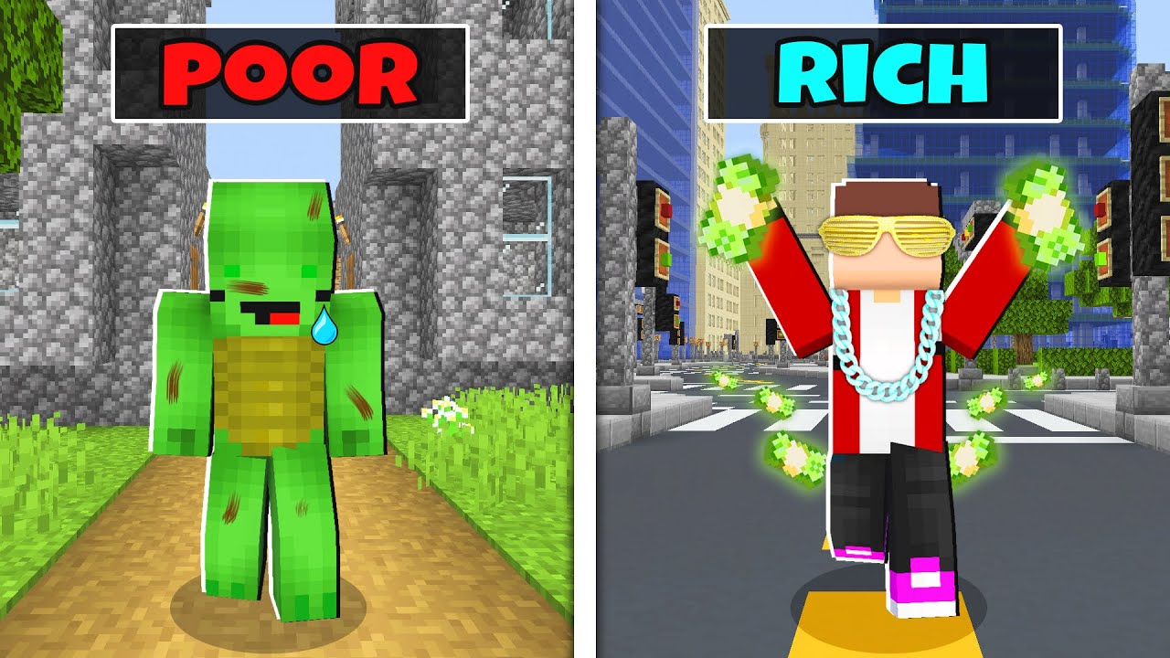 Rich City Vs Poor City Maizen Jj Vs Mikey Sad Story In Minecraft