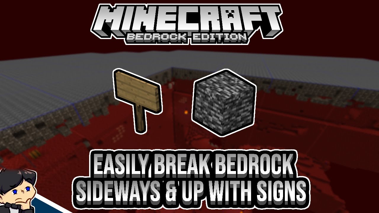 Easy Bedrock Breaking (Sideways & Upwards) With Signs Minecraft Bedrock