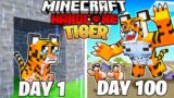 I Survived 100 DAYS as a TIGER in HARDCORE Minecraft!