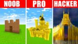 Minecraft NOOB vs. PRO vs. HACKER : GOLDEN CASTLE BUILD CHALLENGE in Minecraft!