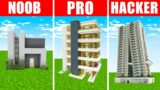 Minecraft NOOB vs. PRO vs. HACKER : LUXURY APARTMENT BUILD CHALLENGE in Minecraft!