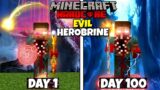 Surviving 100 Days as EVIL HEROBRINE in Minecraft Hardcore! (Hindi)