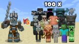 Warden Illager vs All Minecraft Mobs x100 – Warden Illager (Minecraft Dungeons) vs Mobs