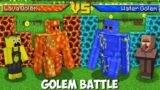 What if YOU HAVE A MORTAL BATTLE LAVA GOLEM VS WATER GOLEM in Minecraft ? GOLEM BATTLE !