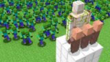 How to PROTECT the Villagers TOWER from 1000 Zombie Army in Minecraft?