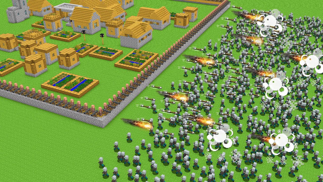 How to SAVE a Village from an invasion of Pillagers Minecraft Villager