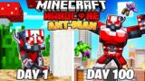 I Survived 100 DAYS as ANTMAN in HARDCORE Minecraft!
