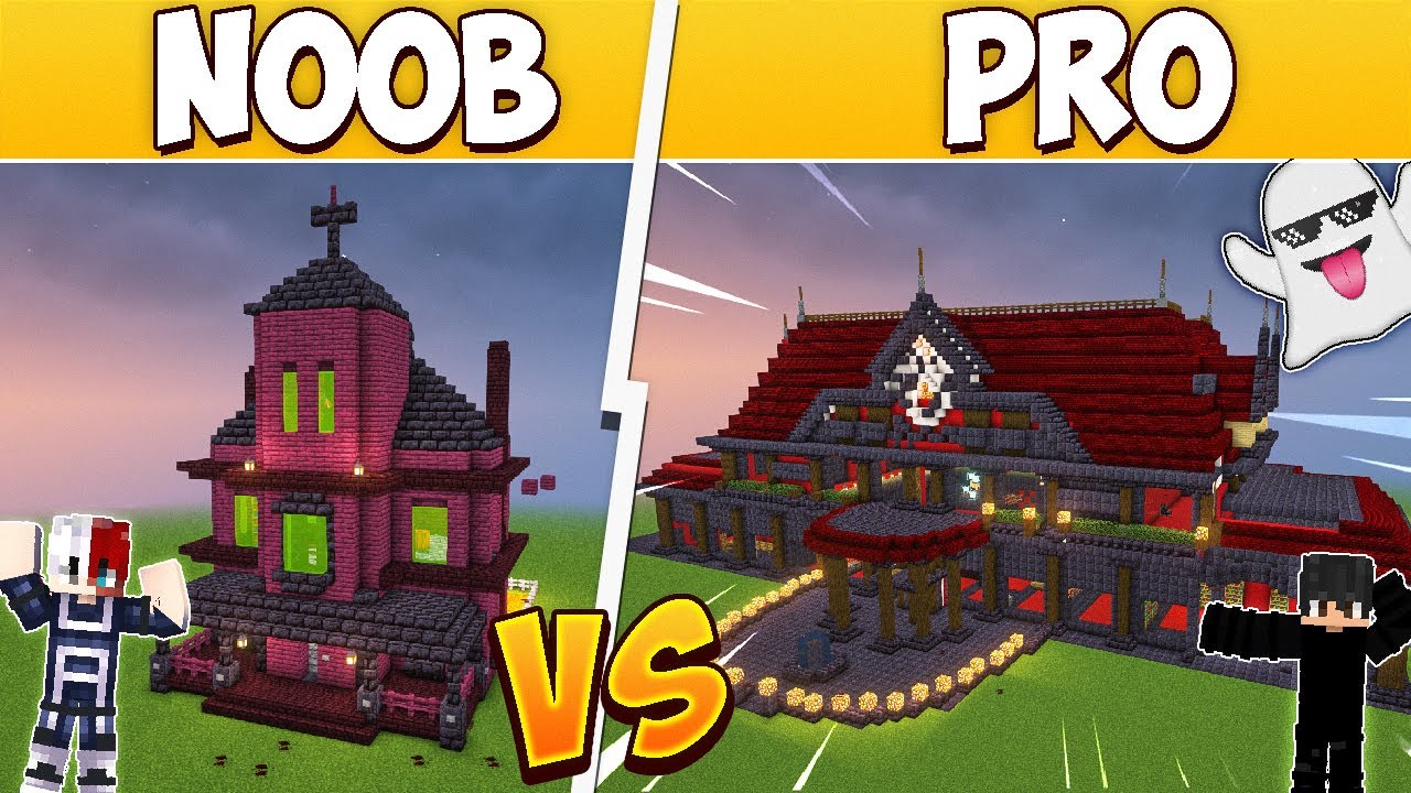 NOOB vs PRO: HAUNTED HOUSE BUILD BATTLE in Minecraft with ...