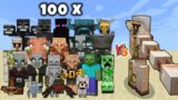 Spinning Iron Golem vs Every Minecraft Mob x100 – Iron Golem Upgrade (Rexy's expansion) vs All Mobs