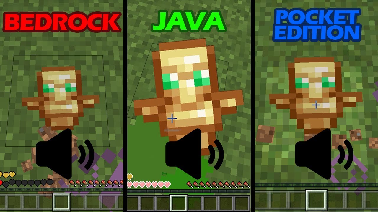 sounds of minecraft JAVA vs BEDROCK vs POCKET EDITION Minecraft videos