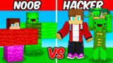 JJ & MIKEY Build Challenge: NOOB VS HACKER (MAIZEN MINECRAFT)