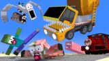 Monster School VS CURSED CEMENT MIXER TRUCK VS TRAIN SCHOOL HORROR CHALLENGE – Minecraft Animation