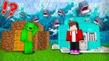 Tsunami with SHARKS vs Security House in Minecraft – Maizen JJ and Mikey Noob vs Pro