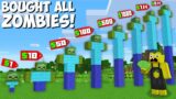 What if YOU BUY ALL SIZES OF ZOMBIES in Minecraft ? TINY ZOMBIE VS LONGEST ZOMBIE !