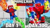 I Survived 100 Days as ELEMENTAL SPIDERMAN in HARDCORE Minecraft