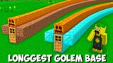 Which SECRET LONGEST GOLEM BASE TO CHOOSE DIAMOND VS DIRT in Minecraft ? NEW WAY TO SPAWN GOLEM !