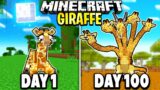 I Survived 100 Days as a GIRAFFE in Minecraft.. Here's What Happened..