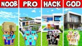 Minecraft Battle : Family Expensive Simple House Build Challenge – Noob Vs Pro Vs Hacker Vs God