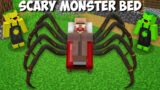 Why did THE VILLAGER SLEEP ON SPIDER MONSTER BED in Minecraft ? TROLLING VILLAGER'S !