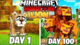 I Survived 100 DAYS as a LION in Minecraft Hardcore World… (Hindi) || AB