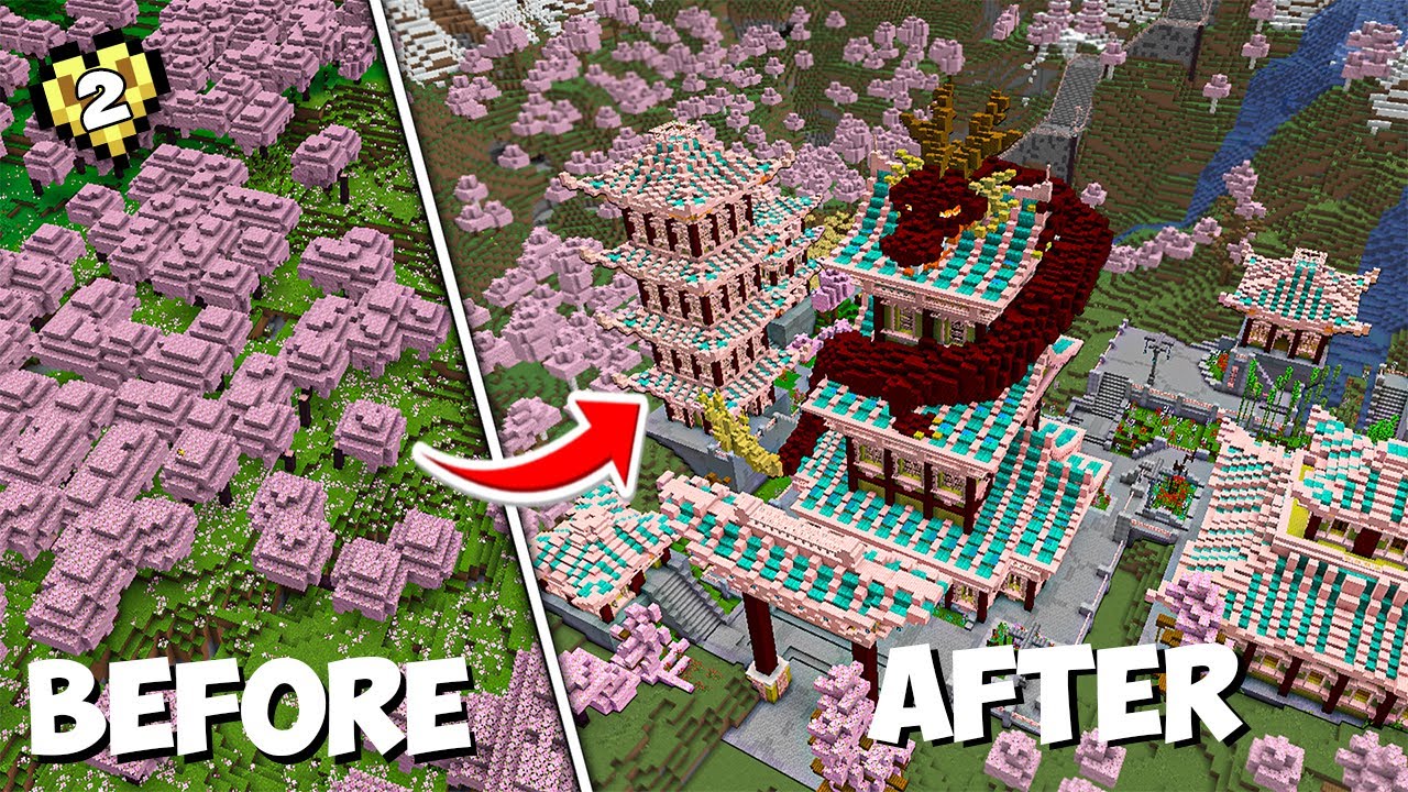 I Transformed the Cherry Blossom Biome into a Village in Hardcore ...