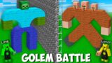 I created THE NEWEST ZOMBIE VS VILLAGER GOLEM BATTLE in Minecraft ! INCREDIBLE GOLEM !