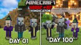 We Survived 100 Days As A Vindicator In Minecraft Hardcore (Hindi)