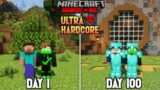 We Survived 100 Days In Ultra Hardcore World In Minecraft | Duo 100 Days