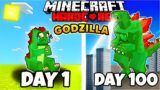 I Survived 100 DAYS as GODZILLA in HARDCORE Minecraft!