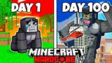 I Survived 100 DAYS as a GORILLA in HARDCORE Minecraft…