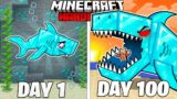 I Survived 100 Days as a DIAMOND SHARK in HARDCORE Minecraft