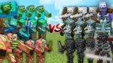 ZOMBIE TEAM vs SKELETON TEAM in Minecraft Mob Battle