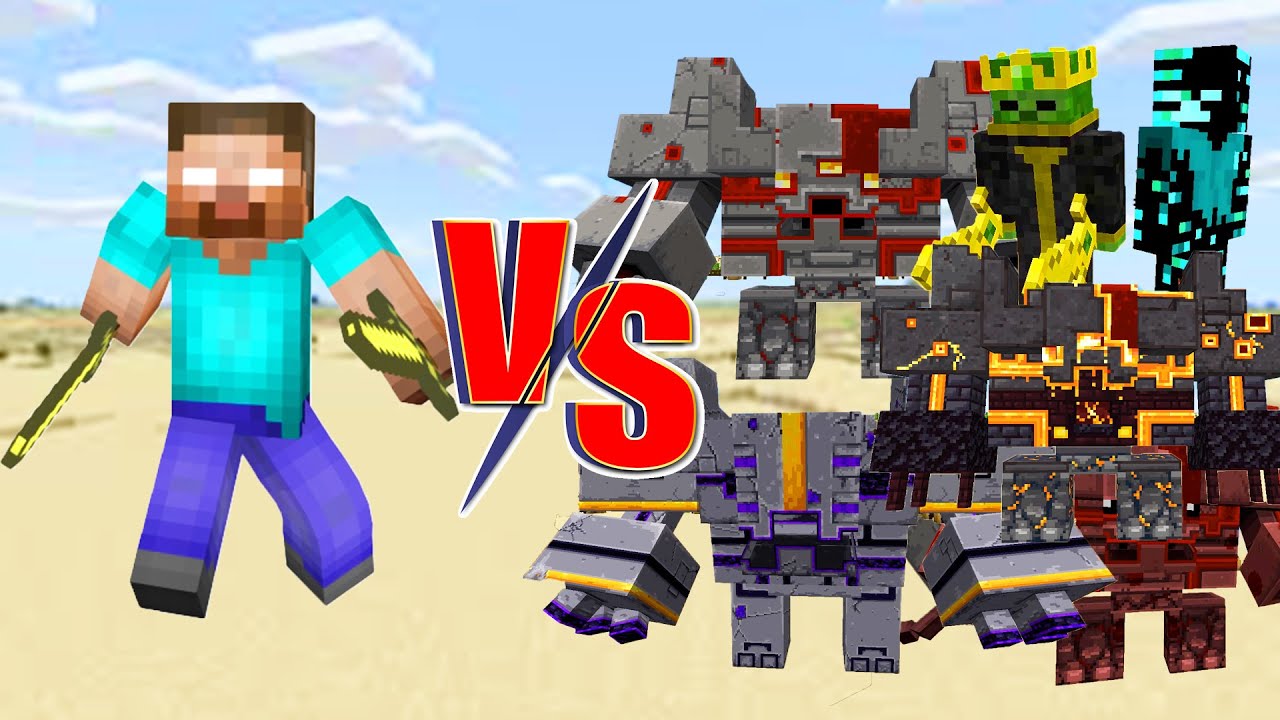 Herobine VS All Monstrosities and Elemental Zombies Bosses in Minecraft ...