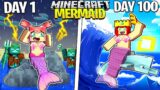 I Survived 100 Days as a MERMAID in Minecraft