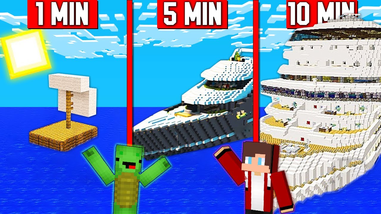 JJ and Mikey BOAT HOUSE BUILD CHALLENGE in Minecraft - Maizen Mizen ...