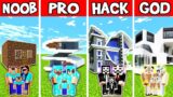 Minecraft Battle : Family New Resort House Build Challenge – Noob Vs Pro Vs Hacker Vs God